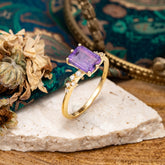 Timeless 3 Carat Emerald Cut Amethyst Engagement Ring